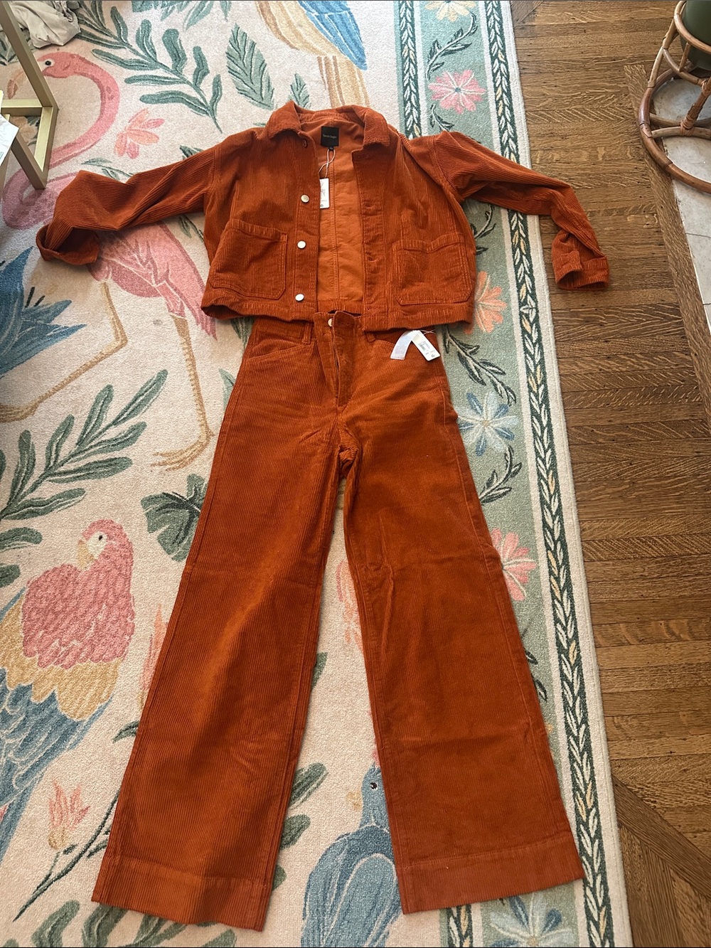Favorite Daughter Burnt Orange Corduroy Wide-Leg Pants & Jacket Set
